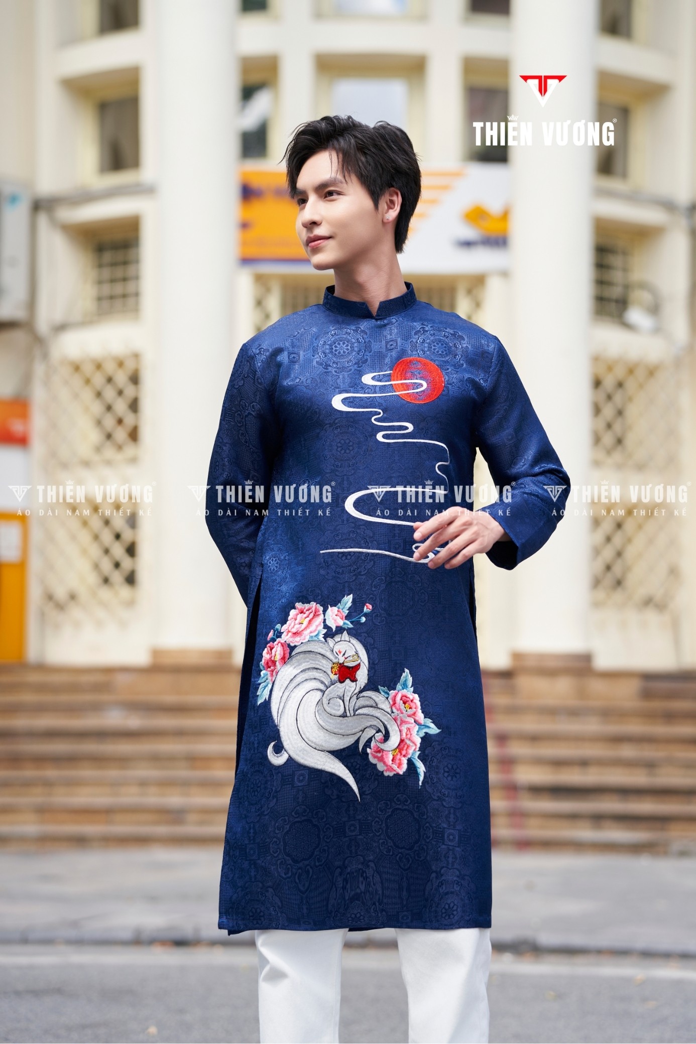 ÁO DÀI NAM THÊU HỒ LY